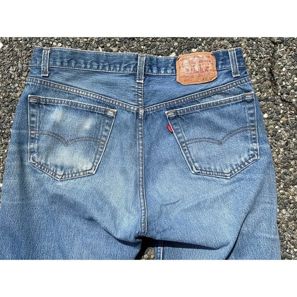 Vintage 91 Levi’s 501 0117 XX button fly 35x38(32x34) Made in USA grunge denim - Picture 6 of 9
